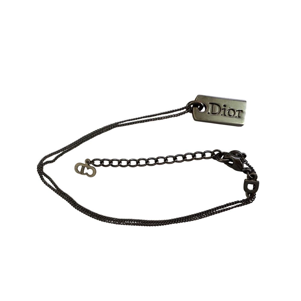 Christian Dior Dog Tag Style Necklace - Gunmetal - Picture 7 of 16